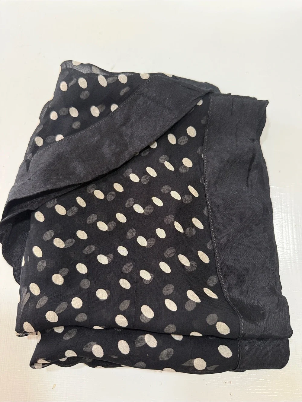 Vintage Chiffon Elegant Black Polka Dot Women's Scarf 🧣 68” by 12” 1950’s
